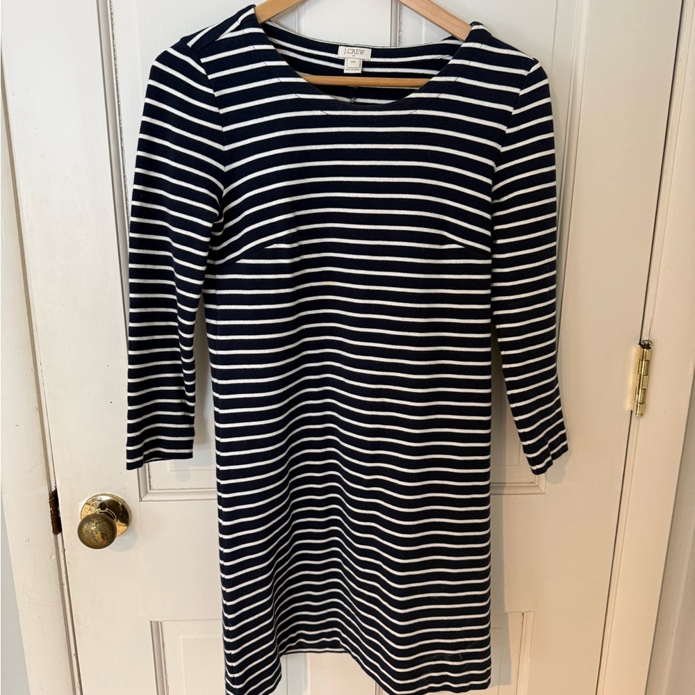 J. Crew Navy and White Knit Striped Dress